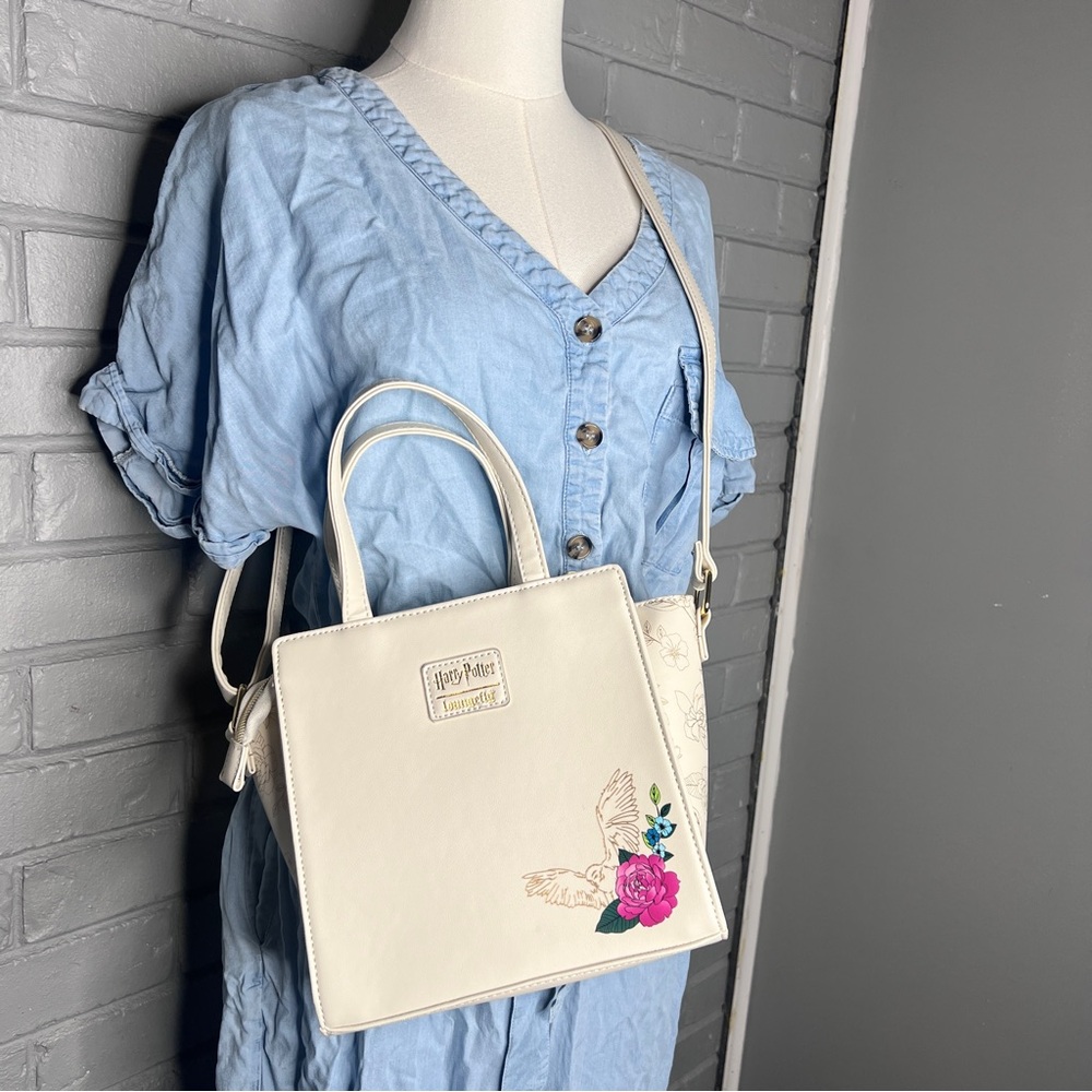 Loungefly Harry Potter Hogwarts Floral Satchel Bag Featuring Embroidered Flowers